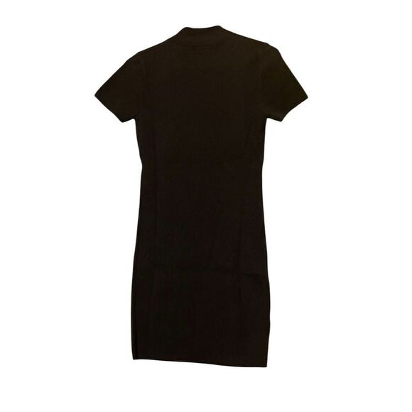 Zara Women's Black Ribbed Knit Dress Size M High Neck Stretchable - Picture 5 of 10